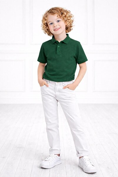 Kuraff Giyim Αγορίστικο σετ με μπλουζάκι πόλο και λευκό παντελόνι