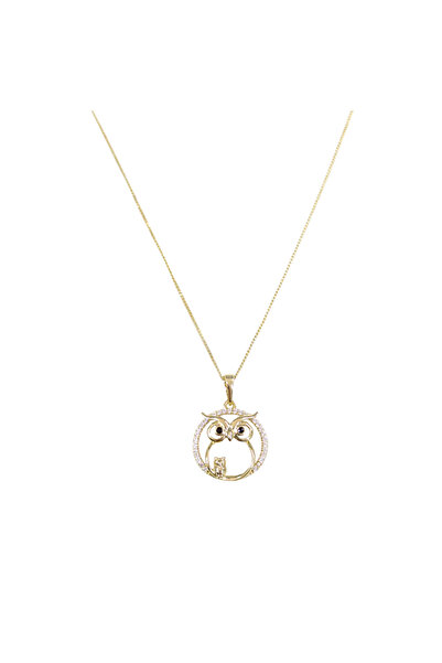 Güler Yüzlü Silver Xuping 2 cm Owl Necklace 45 cm Gold