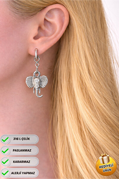 Piercing Market Steel & Silver Steel Special Design Dangle Gift Elephant Coup...