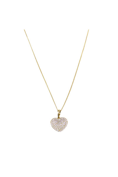 Güler Yüzlü Silver Xuping 17 mm Stone Heart Necklace 45 cm Gold