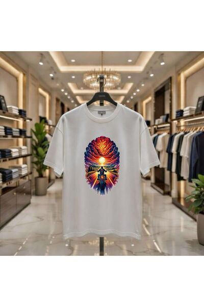 playwear Μπλουζάκι Landscape Motor Moon Printed 100% βαμβακερό, μεγάλου μεγέθ...