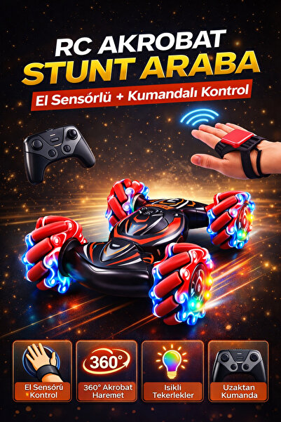 TRENDZONE Uzaktan Kumandalı El Sensörlü RC Akrobat Araba 360° Stunt Müzikli I...