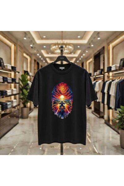 playwear Μπλουζάκι Landscape Motor Moon Printed 100% βαμβακερό, μεγάλου μεγέθ...