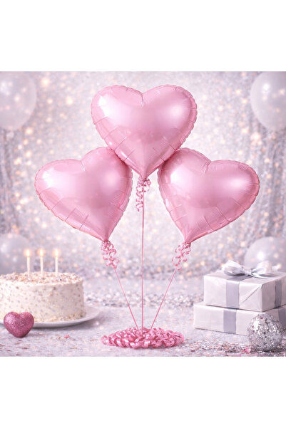 Happyewent 3-Piece Large Size Candy Pink Heart Foil Balloon Set (24 Inches / ...