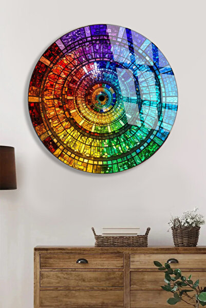 TAULART TABLIE DE PERETE ROTUNDĂ DIN STICLA INCASABILĂ – DESIGN ARTISTIC SPIR...