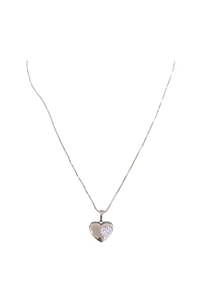 Güler Yüzlü Silver Xuping 13 mm Heart Stone Necklace 45 cm White