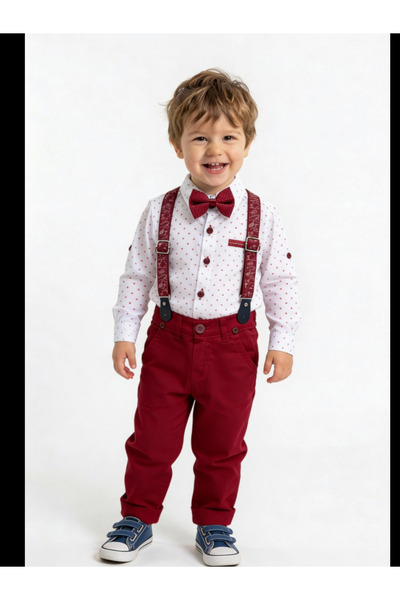 The-kid.co طقم أنيق للأولاد من 4 قطع - أحمر