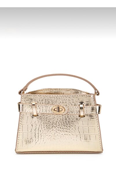 ALBERA حقيبة جيسي النسائية باللون الذهبي مع حزام مزخرف بقفل