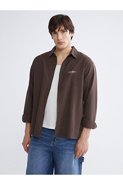 LC Waikiki Özmarka New Season Loose Fit Embroidered Men's Shirt