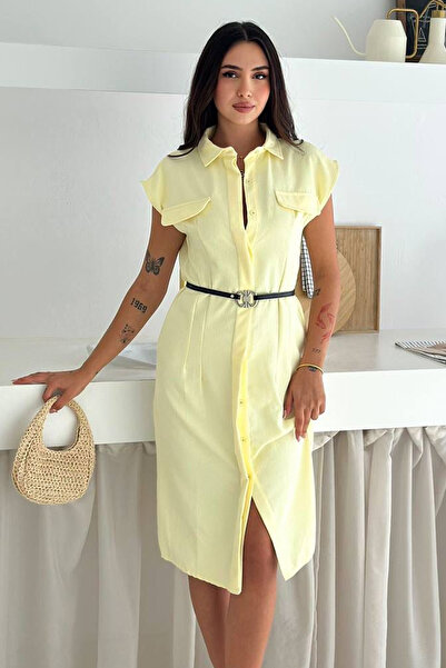 Noa&Noa Women's Shirt Dress – Belted Buttoned Midi Dress