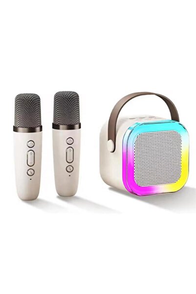 MeriMag Σετ Ηχείων Καραόκε με 2 Μικρόφωνα, Φορητό, Λευκό, 6W
