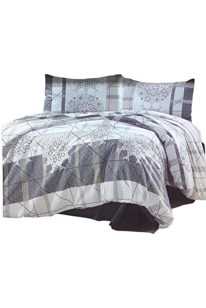 ROYAM Golden Home Cotton Double Boxed Duvet Cover Set Simena Gray