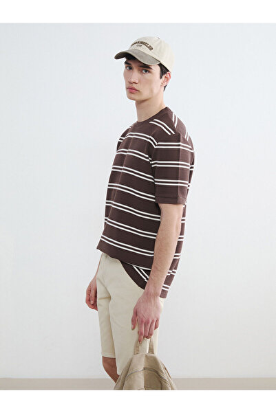 LC Waikiki Ανδρικό μπλουζάκι με ρίγες με λαιμόκοψη Özmarka New Season