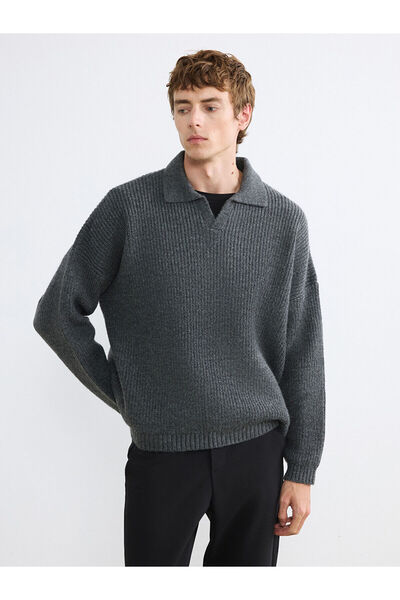 LC Waikiki سترة تريكو رجالية من أنثراسايت بولو ياكا فيتريهولد