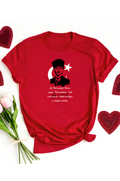 SUNFREE Atatürk Printed Crew Neck Oversize Short Sleeve Cotton Unisex Tshirt