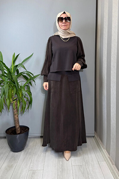 MISS DALIDA Balon Cupro Sleeve Knitwear Set Brown T26Y-6034 (T26Y-2018)