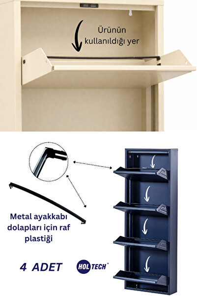 HOLTECH Metal Ayakkabılıklar için Tutucu Raf Plastiği Metal Ayakkabılık Dolap...