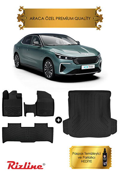 Rizline TOGG T10F Sedan 2025 2026 Sonrası 3D Havuzlu Paspas ve Bagaj Havuzu S...