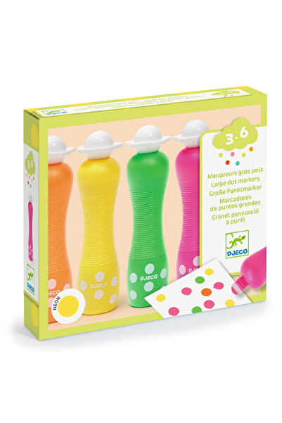 djeco Set de 4 markere în culori neon pentru bebeluși