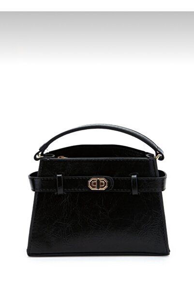 ALBERA Lock Accessory Belt Detailed Jessie Women's Bag Black