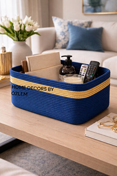 home decors by özlem صندوق تخزين مستطيل الشكل، منظم يدوي الصنع، مصنوع يدويًا