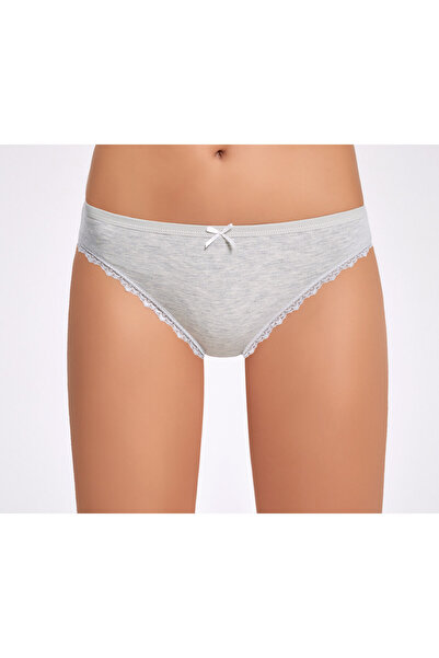 İlke Women's Cotton Lace and Bow Detailed Colorful 12-Piece Slip/Panties