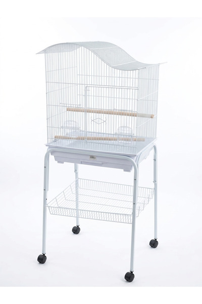 Dayang 813 Bird Cage with C2 Mobile Stand – White Wire Cage & Rolling Base – ...