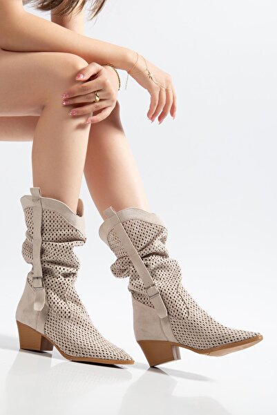 SUİNS SHOES Suins Wazy Model Women's Perforated Western Summer Boots