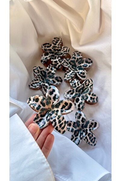 YOYYO Жіночий набір із 6 заколок для волосся "Лотос", леопардовий принт, вели...