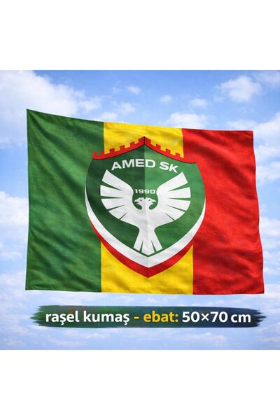 ZERYA Amedspor Tasarımlı Bayrak - Amed Spor Bayrağı 50x70 (raşel kumaş)