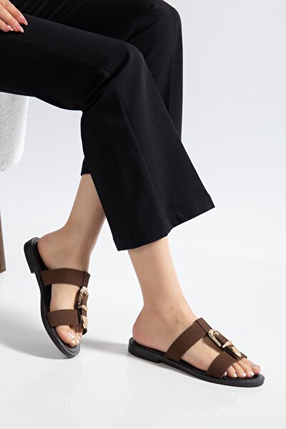 SUİNS SHOES Suins Ashley Model Double-Strapped Suede Slippers