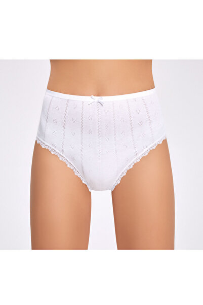 İlke Women's 100% Cotton Heart Patterned Lace Large Size 12-Piece Colorful Ba...