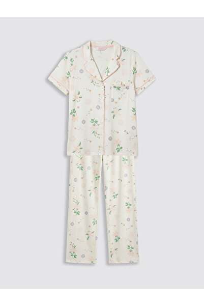 LC Waikiki Vizyon New Season Shirt Collar Floral Women's Pajama Set
