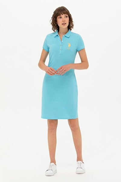 U.S. Polo Assn. Γυναικείο Πλεκτό Φόρεμα σε Τιρκουάζ