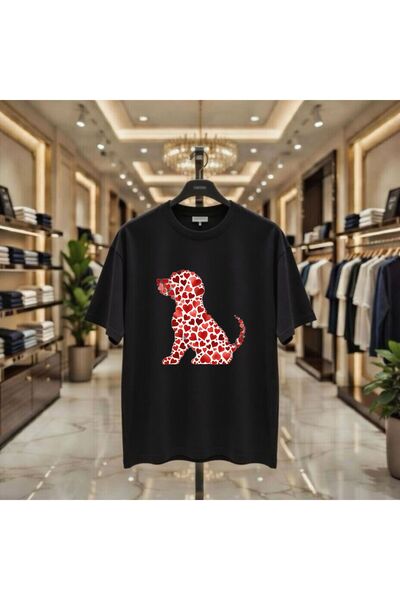 playwear Тениска с кръгло деколте, 100% памук, овърсайз, свободна кройка, с щ...