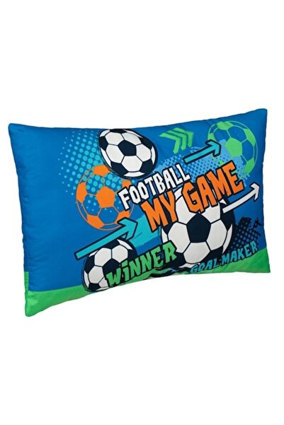 ELITECOMMERCEMARKET Blue Pillow 50x30 cm with Football Pattern - Ideal for Ch...