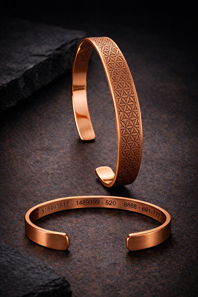 İyyaKee Men's and Women's Copper Bracelet with Pattern on the Top and Number ...