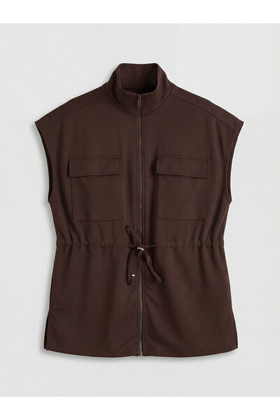 LC Waikiki Peak New Season Stand Collar Oversize Women's Vest