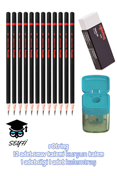 SEYFİKİRTASİYE Rotring 12Pcs Exam Pencil Lead Pencil 1Pcs Eraser 1Pcs Pencil ...