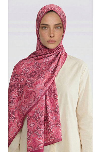 Karaca شال قطني منقوش بنمط لارا - وردي / فوشيا