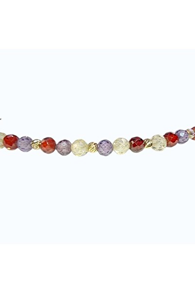 Zephyrs Bijoux Brățară Burgundy Cristale cu Zirconiu și 3 Bile din Aur 14K