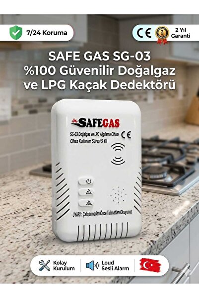 Safegaz Safegas Doğalgaz Ve Lpg Gaz Alarm Cihazı Ve Dedektörü – CE Belgeli, Y...