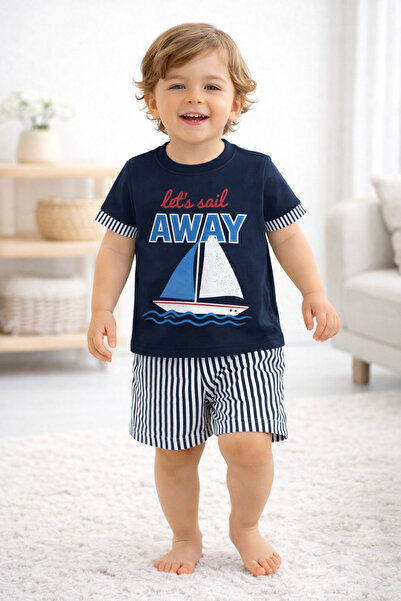 Melodikids Boy's Summer Cotton Set (Top and Bottom)