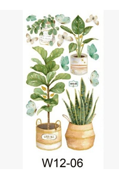 OEM Autocolant Decorativ Perete 3D cu Plante in Ghiveci Multicolori, cu Flutu...