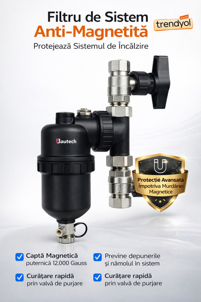 bautech Filtru Anti-Magnetită 1" Profesional PPSU – Protecție Instalații Term...