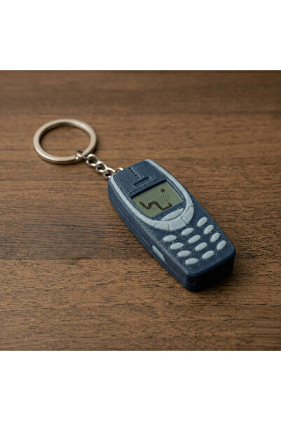 Atatuğ Hediyelik Premium Blue 3D Printed Nostalgic Button Phone Keychain - wi...