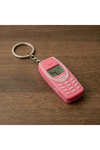 Atatuğ Hediyelik Premium Pink 3D Printed Nostalgic Button Phone Keychain - wi...