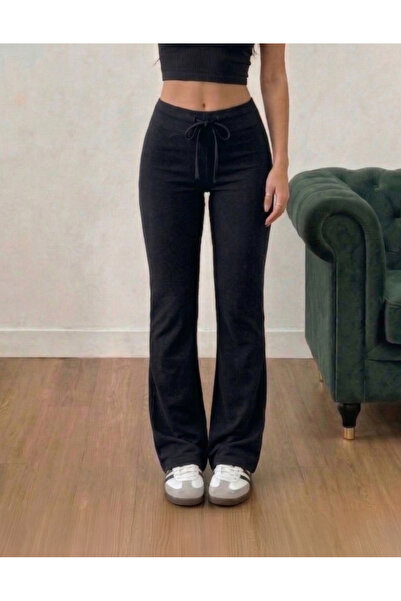 fablair Yumuşak Dokulu Modal Yüksek Bel Esnek Geniş Paça Pantolon