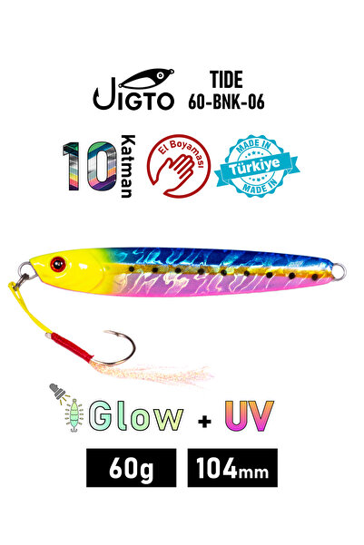 JIGTO Jig, Zoka, Suni Yem, Glow UV Metal Jig, 60Gr 10cm Tide 60