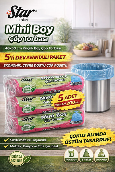 OSKA GLOBAL Star Plus Mini Size Garbage Bags 5 Pack of 40 40X50 cm Durable Le...